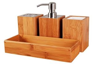 Bamboo Bathroom Organizer Set OF 4 Pcs