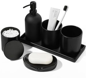 Black Bathroom Accessory Set OF 6 Pcs