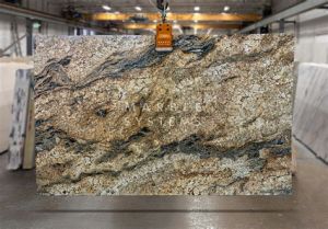 Glossy Brown Swirl Granite Slab
