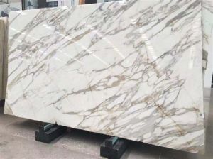 Glossy White & Golden Indian Marble Slab