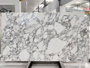 Glossy White & Grey Indian Marble Slab