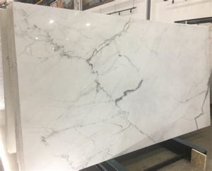 Glossy White & Grey Mist Marble Slab