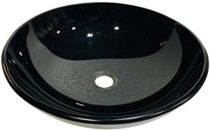 Oval Black Glossy Ceramic Wash Basin