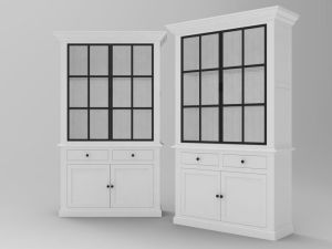 2 Door White Wooden Book Case