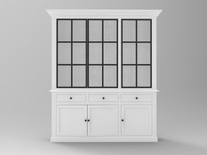 3 Door White Wooden Book Case