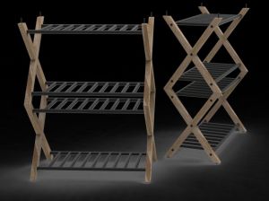 4 Shelves X Shape Bamboo Shoe Rack