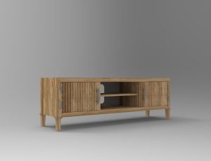 Brown Rectangular Wooden TV Cabinet