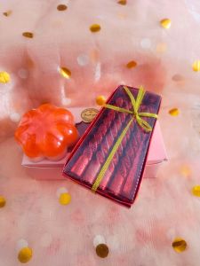 Christmas Gift Box Set with Red Wine Sparkling Pillar Candles, Festive Decorative Package