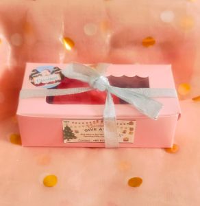 Christmas Gift Box Set with Red Wine Sparkling Pillar Candles, Festive Decorative Package
