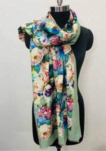 Cotton Silk Digital Printed Botanical Art Scarves