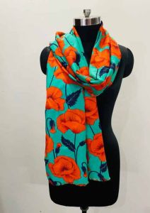 Cotton Silk Digital Printed Floral Pattern Scarves