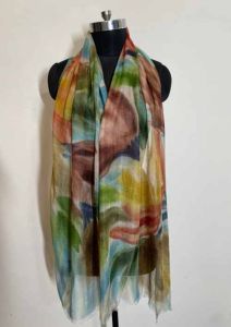 Wool Silk Hand Printed Designer Scarve