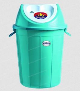 Aqua Green and White 50L Plastic Swing Dustbin