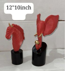 12 Inch Red Animal Head Showpiece Sculpture
