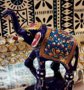 Decorative Metal Meenakari Elephant Statue