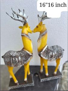 Yellow Polyresin Swamp Deer Sculpture