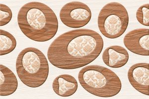 200×300mm Decorative Wood Oval Inset Motif Ceramic Tile