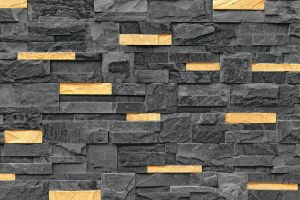 200x300mm Black &AMP; Gold Stacked Stone Design Ceramic Tile