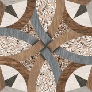 333×333mm Geometric Interwoven Wood & Pebble Ceramic Wall Tile