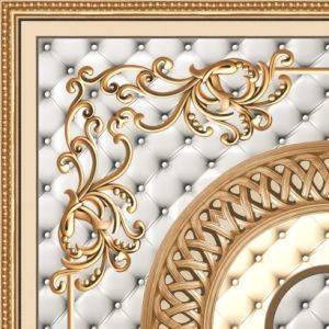 333×333mm Luxury Golden Baroque Tufted Ceramic Wall Tile
