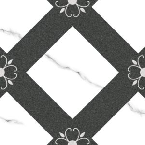 333x333mm White & Black Bold Abstract Ceramic Tile