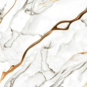 400×400mm White Marble Golden Ribbon Vein Ceramic Tile