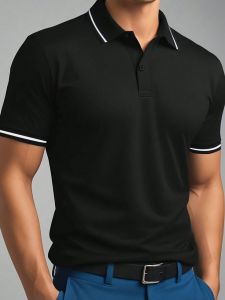 Mens Ribbed Collar T-Shirt