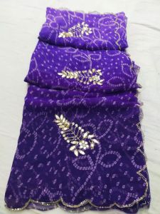Dark Purple Pure Bandhni Zari Pallu Modal Soft Silk Saree