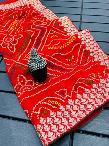 Gajji Silk Bandhani Gotta Patti Work Saree