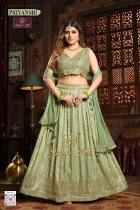 Pastel Green Semi Stitched Bridal Lehenga Choli