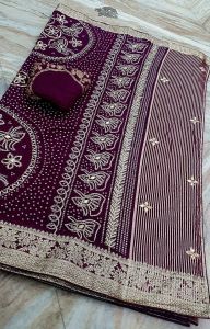Purple Wedding Special Rajwadi Bandhani Saree