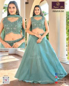Royal Green Velvet Embroidered Lehenga