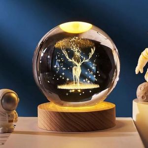 3D Deer Crystal Ball Night Light