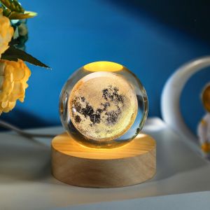 3D New Moon Crystal Night Light