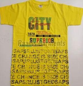 kids yellow round neck cotton t-shirt