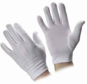 White Nylon Knitted Gloves