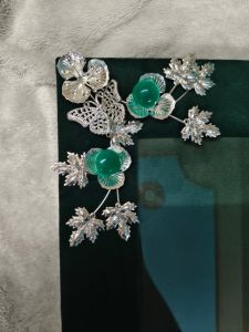 Photo Frame with German Silver Floral Work