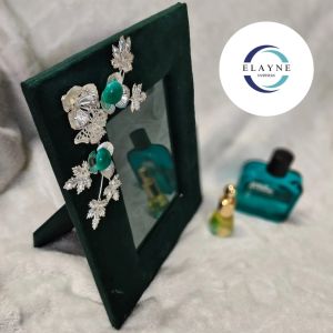 Photo Frame with German Silver Floral Work