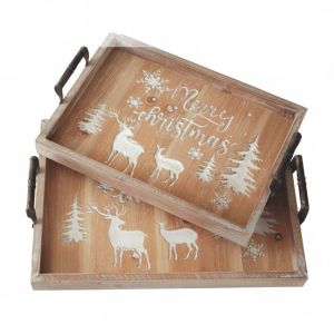 Wooden Kitchenware Christmas Serving Tray