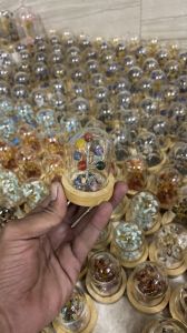 Natural Crystals Stone Tree with Glass Cover &AMP; Wooden