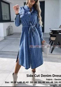 Side Cut Denim Dress
