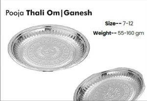 Stainless Steel Om Lazer Printed Pooja Thali