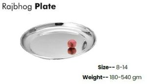 Silver Stainless Steel Rajbhog Plate