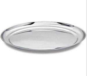 Silver Stainless Steel Rajbhog Plate