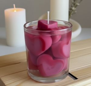 Red Heart Filled in Jar Candle