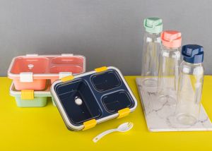 Plastic Lunch Container with Bottle