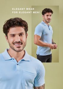 Mens Light Blue Cotton Fresh Polo T-Shirt