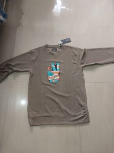 Mens Beige Cotton Artistic Graphic Sweatshirt