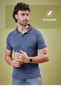 Mens Blue Pocket Polo T-Shirt