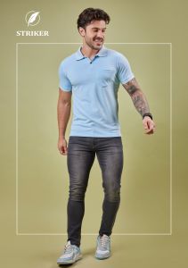 Mens Light Blue Cotton Fresh Polo T-Shirt